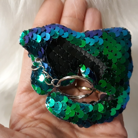 New Adorable Set of 5 Sequin Kitty Cat Keychain Purse charms 🐱🐈 - Picture 12 of 15